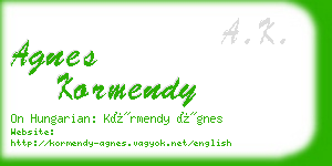agnes kormendy business card