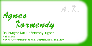 agnes kormendy business card